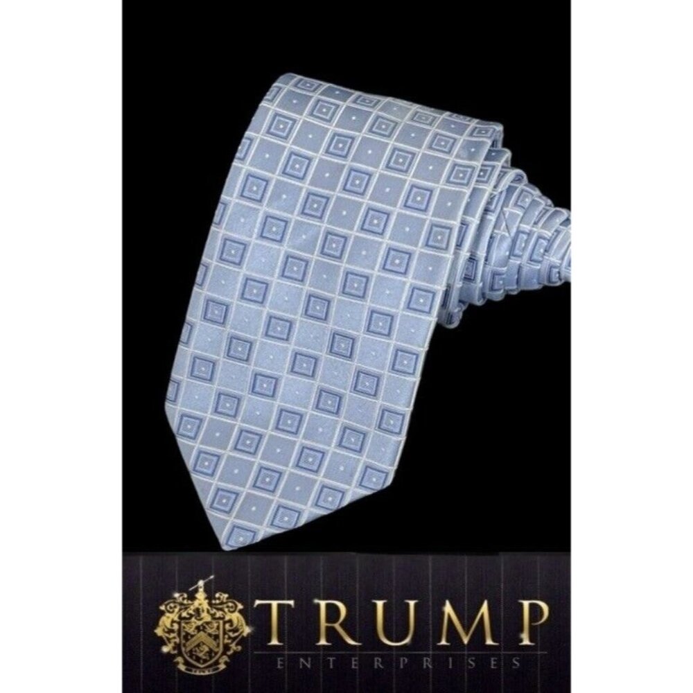 Donald J Trump Necktie Signature Collection Mens Blue 100% Silk President